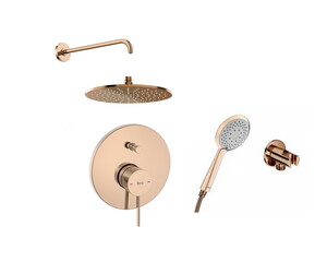 ONA 5 Lİ ANKASTRE BANYO SETİ ROSE GOLD  (DUVARDAN BORULU)