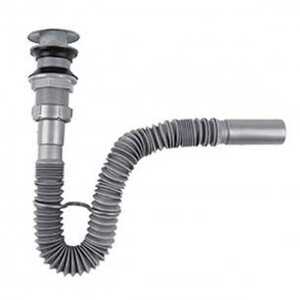 PLASTİK STOPLU KÖRÜKLÜ LAVABO SİFONU KROM-GRİ RENK
