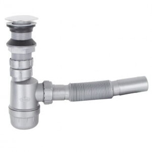 PLASTİK LAVABO SİFONU KROM STOPLU-GRİ RENK